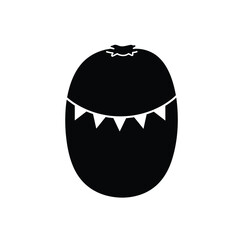 Black silhouette of a kiwi fruit with party banner icon