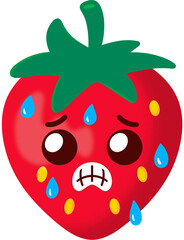 Red Strawberry Nervous Face Cartoon