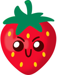 Red Strawberry Proud Face Cartoon