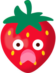 Red Strawberry Scared Face Cartoon