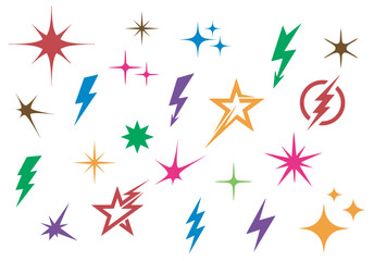 Colorful Sparkle vector illustration set star icon flat design element light effect