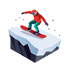 Fototapeta premium Snowboarder in Action on a Mountain Peak