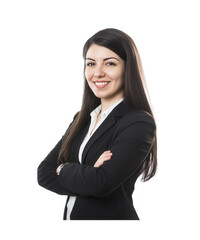 Obraz premium Confident young businesswoman with arms crossed isolated on transparent background