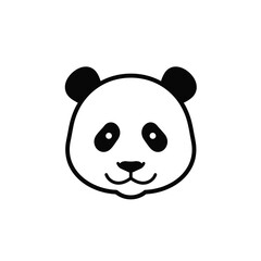 Black outline panda head icon facing forward bear animal