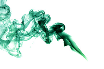 Ethereal Emerald Green Smoke Dancing Against a Pristine White Background Art
