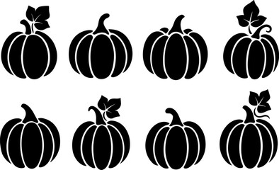 Pumpkin Silhouettes Vector Set – Halloween Fall Clipart
