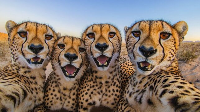 Cheetahs Selfie in African Savanna. Possible use Stock photo - Powered by Adobe