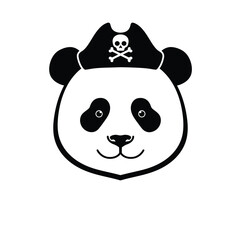 Panda head wearing pirate hat with skull and crossbones