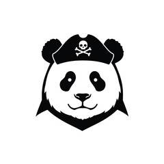 Black and white panda head wearing pirate hat icon