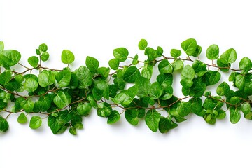 A vibrant and lush green creeper gracefully cascading across a clean white background