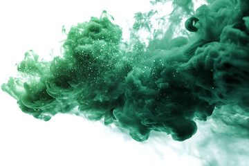 Emerald Green Ink Cloud Explosion Against White Backdrop a Visually Stunning Display