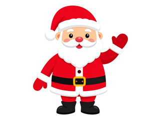 cartoon Santa Claus waving, cute vector, transparent background 