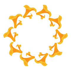 Fall season flat frame with yellow mushrooms in modern vector style. Hand drawn set for banners, cards, social media