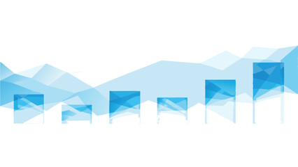 Fototapeta premium Abstract representation of a financial chart with ascending blue bars and polygonal background