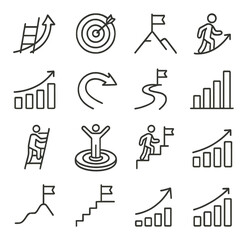 Obraz premium Success and achievement collection, progress symbols. goal and milestone icon set