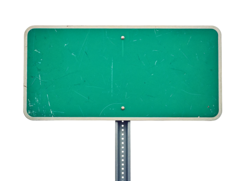 Blank green road sign isolated on white background
