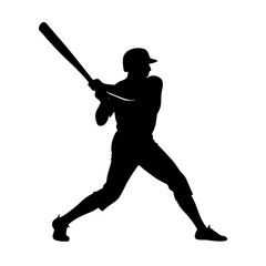 Baseball Player Batter Silhouette – Vector Graphic Isolated on Transparent White Background