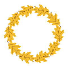 Fall season flat frame with yellow leaves in modern vector style. Hand drawn autumn set for banners, cards, social media