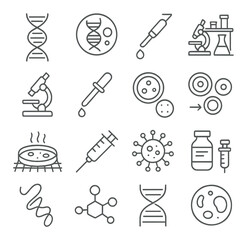 Scientific icons collection, laboratory and research symbols. chemistry and biology set