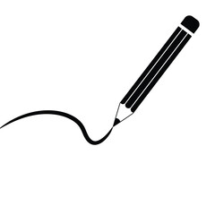 Black pencil drawing curved line on white background