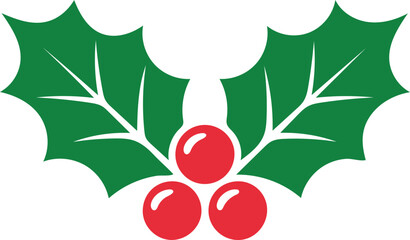 Christmas holly berry leaves. Christmas mistletoe icon. Cartoon holly leaves and berries. Mistletoe icon. Christmas Holly berry icon