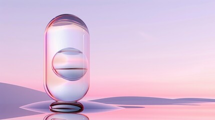 Ethereal Still Life: A Captivating Abstract Composition of Glass, Sphere, and Pastel Hues, evoking Calm and Serene Beauty in Delicate Harmony.