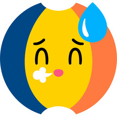 Beach Ball Relieved Face Cartoon