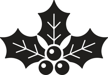 Holly berry Christmas symbol black icon illustration Christmas holly vector art icon isolated on white background