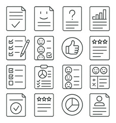 Business evaluation collection, assessment and review icons. feedback and performance set