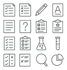 Exam tools icon collection, educational symbols set. test and assessment design assets