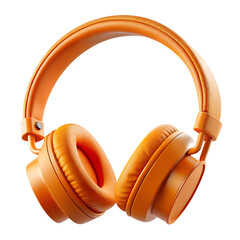 Vibrant orange headphones isolated on a transparent background