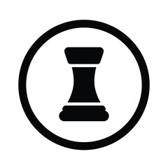 Black silhouette of a chess rook icon inside a circle