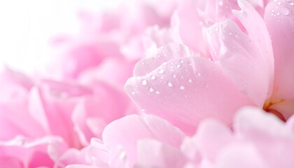 Obraz premium Delicate Pink Bloom Petals with Fresh Raindrops in Soft Focus