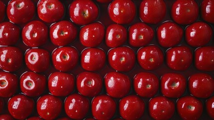 Red tomatoes arranged in a grid pattern, glossy and vibrant, close-up. Perfect for food photography, cooking, or grocery store layouts