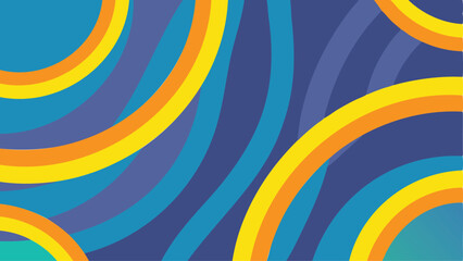 Obraz premium Abstract background with curved lines in shades of blue, yellow and orange creating a dynamic pattern