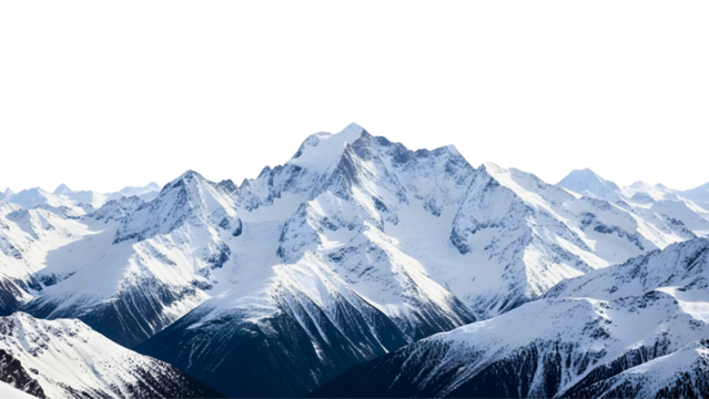 Snow Covered Mountain Peaks Isolated on White
