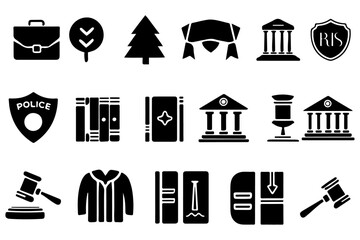 Collection of Law, Justice, and Government Glyph Icons