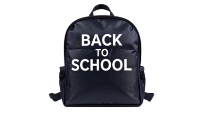 back to school black bag isolated on transparent background