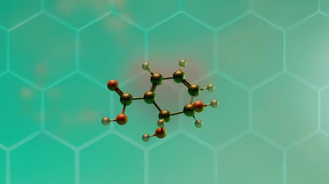 Dihydroxycyclohexane molecule 3D rotating animation chemical structure