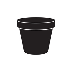 Flower pot silhouette vector flat illustration on white background.
