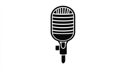 Retro microphone, isolated, white background, music recording