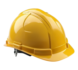 A yellow hard hat with a black strap