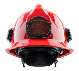 Fireman red helmet isolated on transparent background