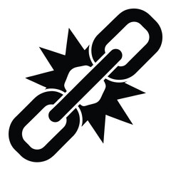 Broken Chain Link Icon Symbol of Disconnection, Failure, and Interruption