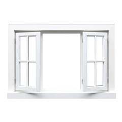 Obraz premium White wooden window frame isolated on transparent background