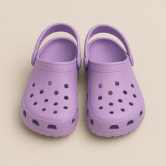 Lovender colour crocs on white background. 