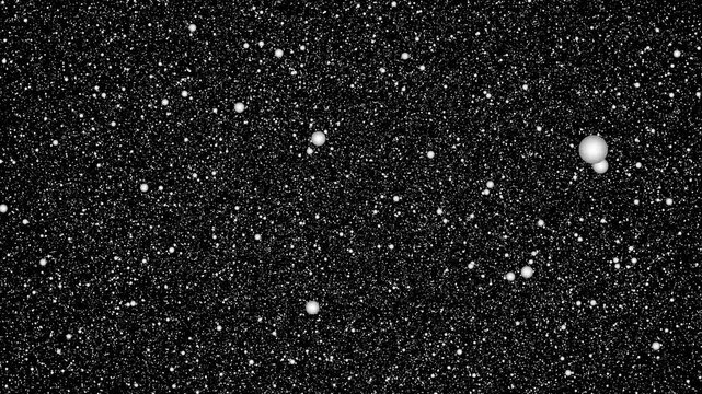 white snow overlay with slowly falling snowflakes on a black background. This perfectly loopable clip is ideal as an abstract particle background for any winter-themed project.