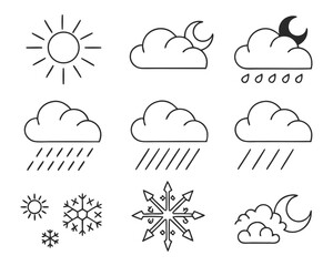 Fototapeta premium Set of 9 weather icons vector