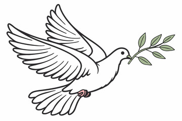 Obraz premium Clean vector illustration of a white dove carrying an olive branch