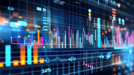 Dynamic stock market data and financial analysis concept in futuristic style - Powered by Adobe